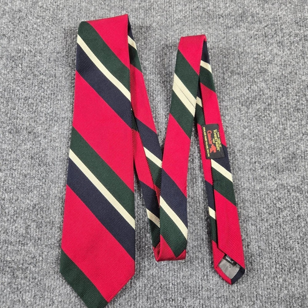Robert Talbott Best of Class Tie Mens Red Green Navy Striped Silk Hand Sewn